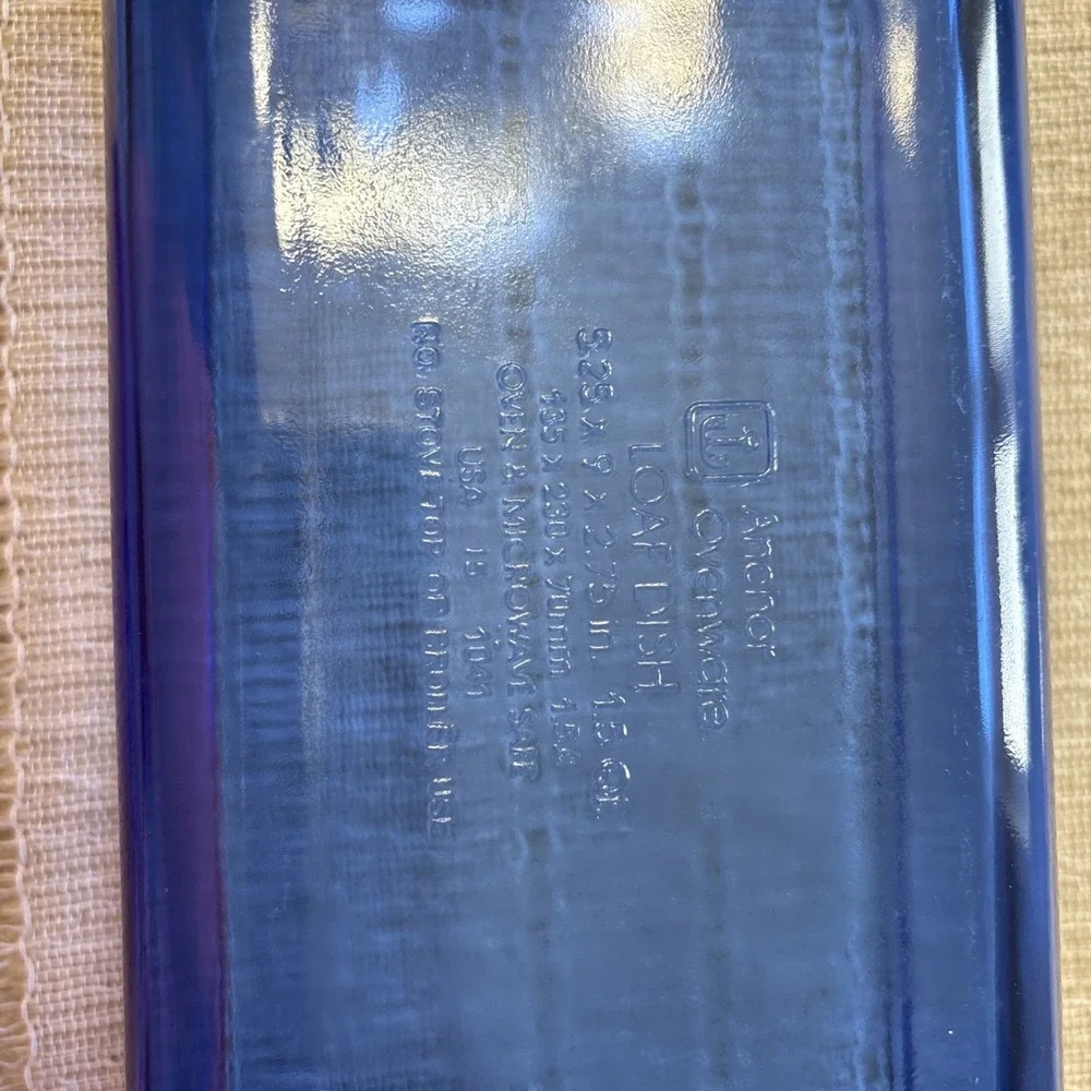 VTG Anchor Hocking Loaf Pan COBALT BLUE 1.5 Qt Ovenware 5